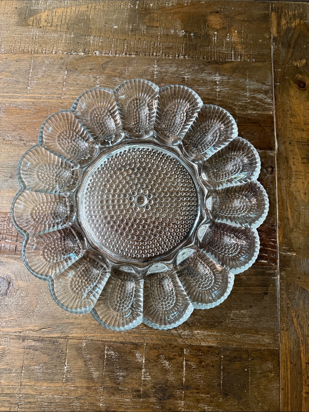 Indiana Glass Clear Pressed Glass Deviled Egg or Serving Platter